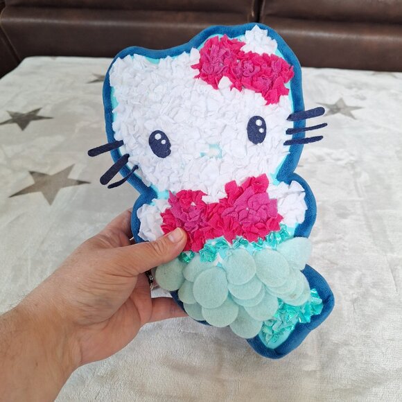 2020 Rare Sanrio Hello Kitty Mermaid Plush Pillow 11" Stuffed‎ Animal Textured - Picture 2 of 7